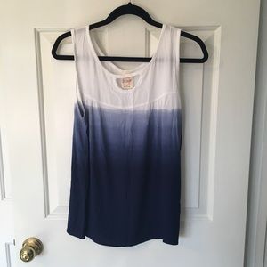 Freeloader dip-dye ombré blue and white sleeveless tank top, women’s size medium